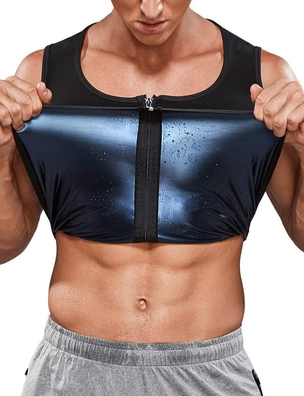 SHAPERIN Men Neoprene Sauna Zipper Waist Trainer Vest Tank Top Trimmer Body Shaper