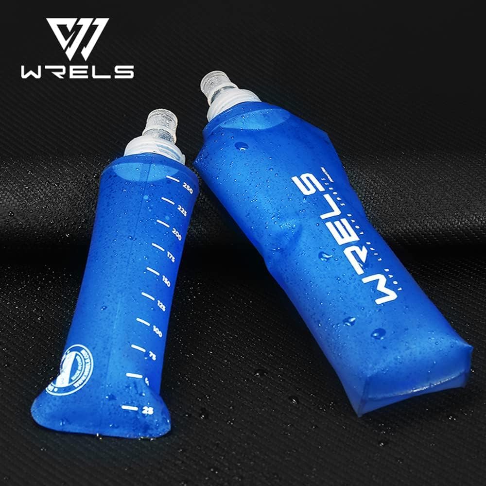 WRELS Soft Running Water Flask Soft Flasks Collapsible Soft Water Bottles Small BPA-Free for Sports Hiking Hydration Pack 5oz/8oz/17oz(SKY BLUE,17oz*2)