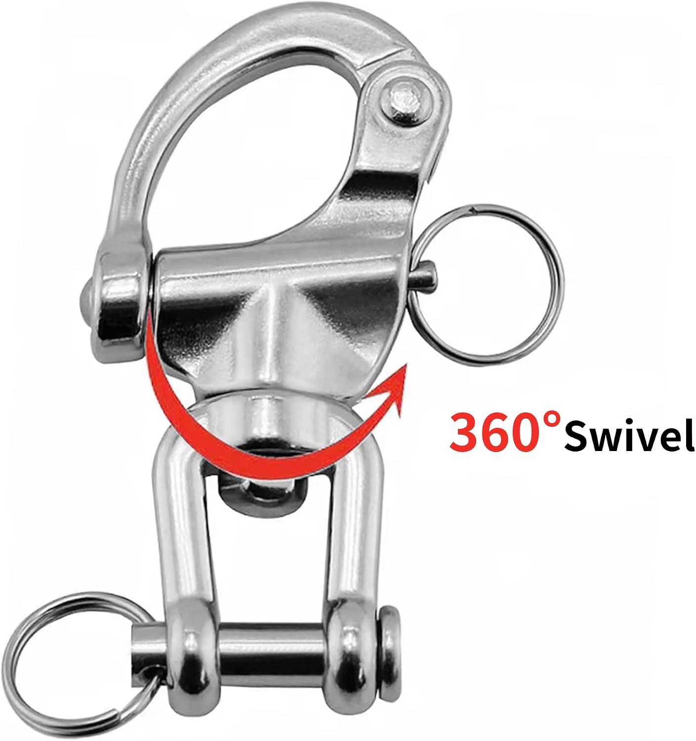 Swivel Eye Snap Shackle 316 Stainless Steel Quick Release Shackle Marine Grade Sailing Halyard Hardware, Clevis Swivel Sailing Rigging Shackles