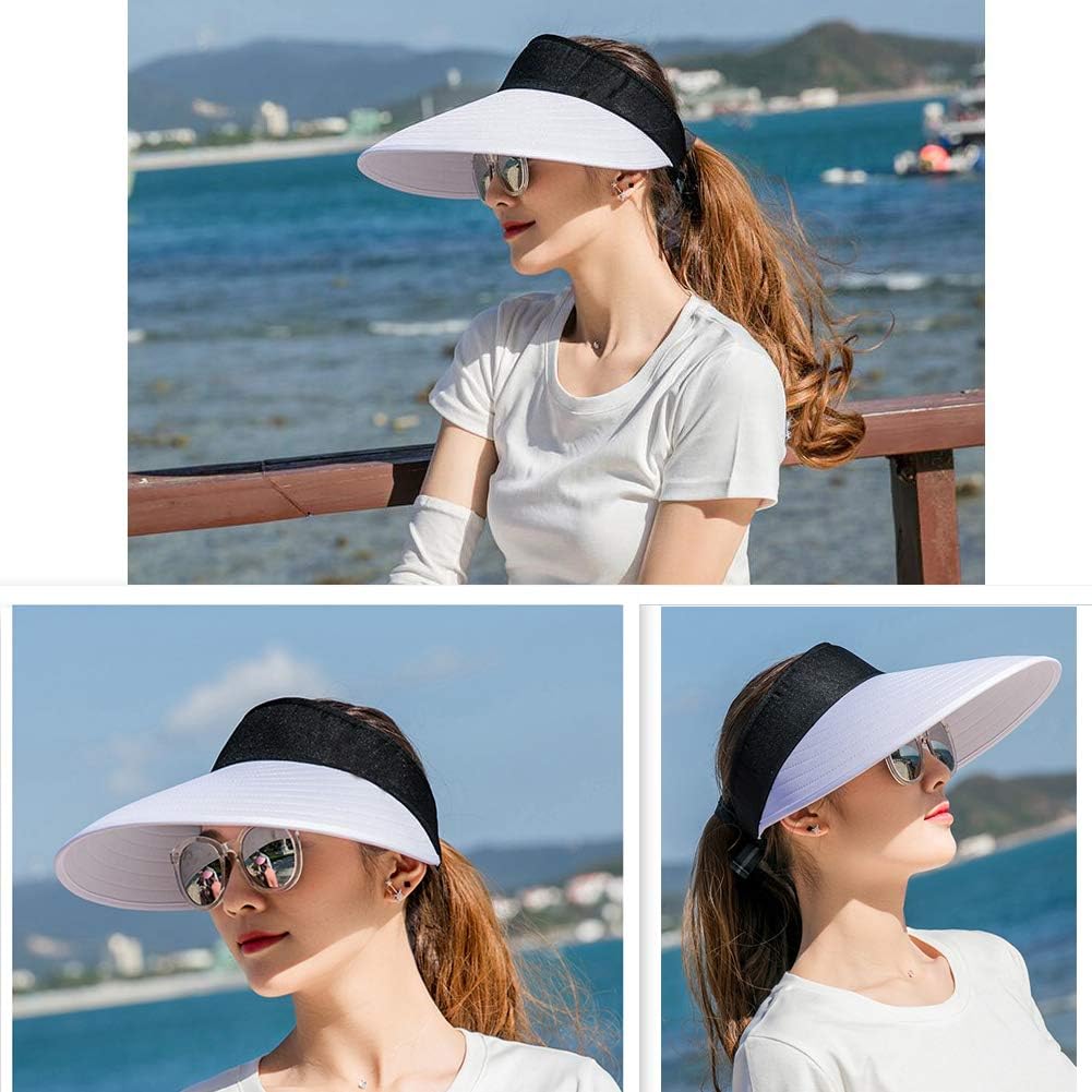 Sun Visor Hats Women Large Brim Summer UV Protection Beach Cap