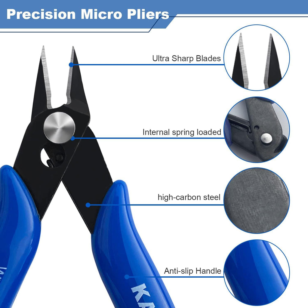 Small Wire Cutters 10 Pack- KAIHAOWIN 170 Wire Flush Cutters Wire Clippers Nippers Clean Cut Pliers Side Cutter Diagonal Cutting Pliers for Electronic Floral Heating Wire Model Sprue Soft Copper, Blue