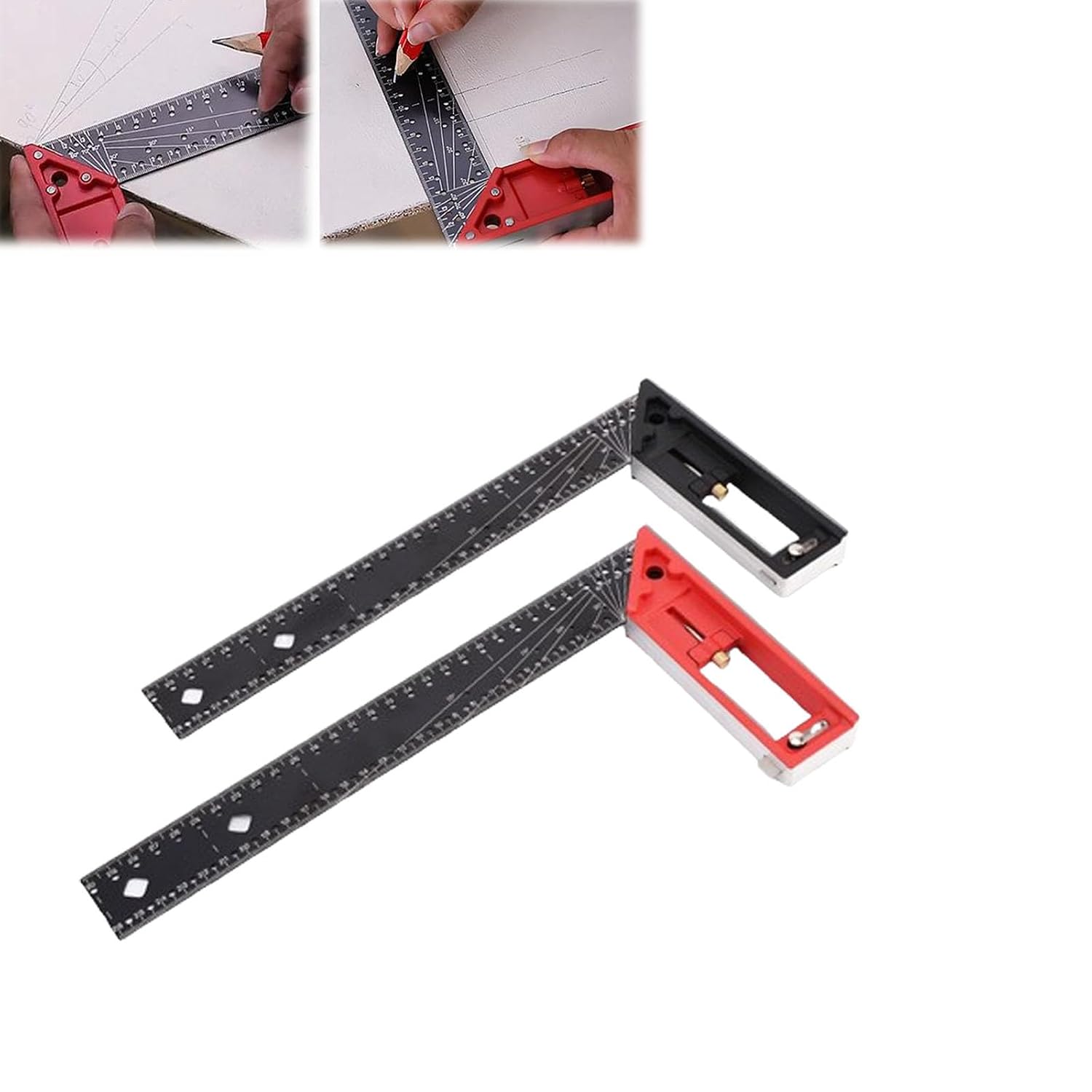 2026 New Multi-Angle Measuring Ruler, Woodworking Square Ruler, Universal Combination Angle, Multifunctional Right Angle, L Square for Precise Measuring, Drawing (Red)
