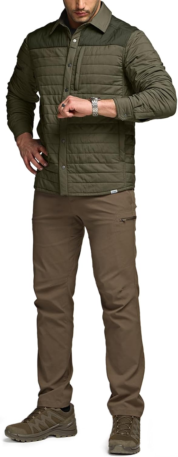 CQR Men's Lightweight Warm Insulated Jacket, Windproof Water Resistant Winter Active Coat for Hiking Work Outdoor Tactical