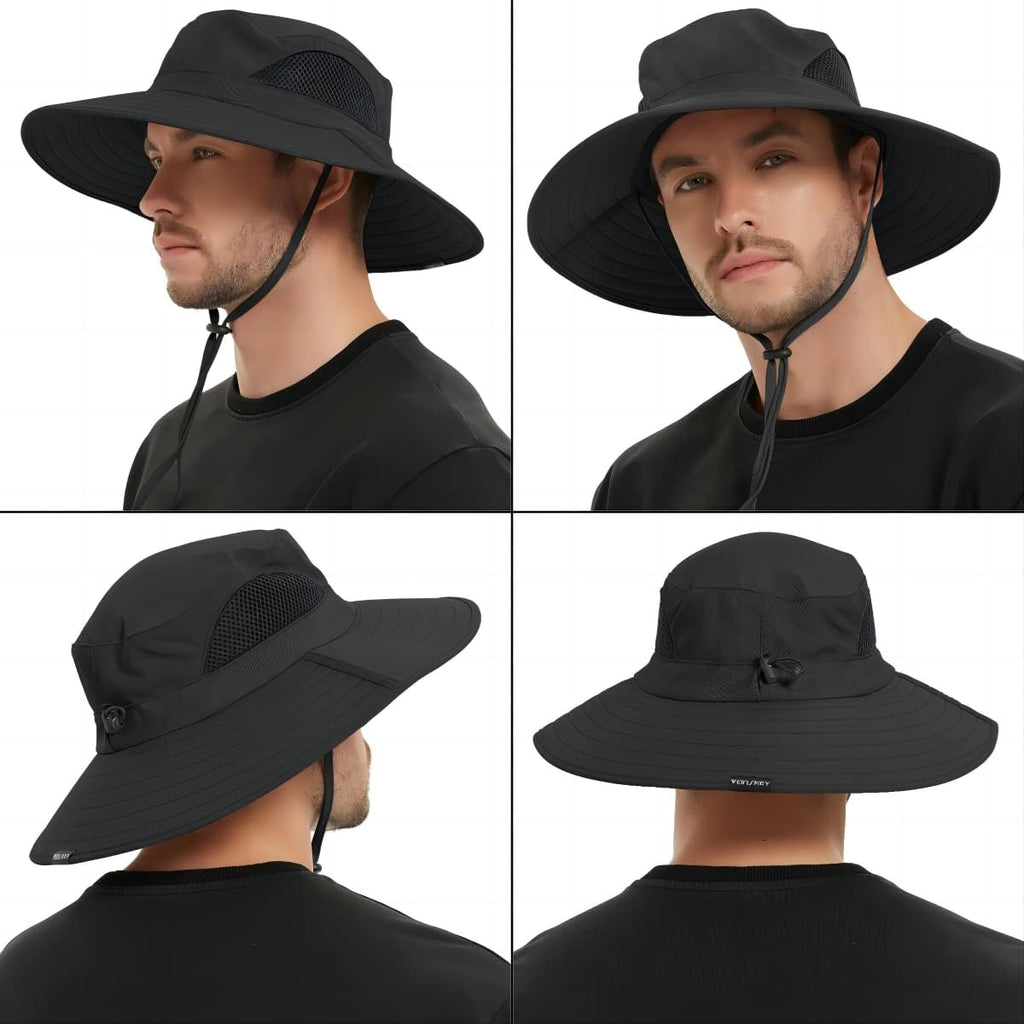 Wide Brim Sun Bucket Hat, Waterproof Boonie Hat for Men & Women