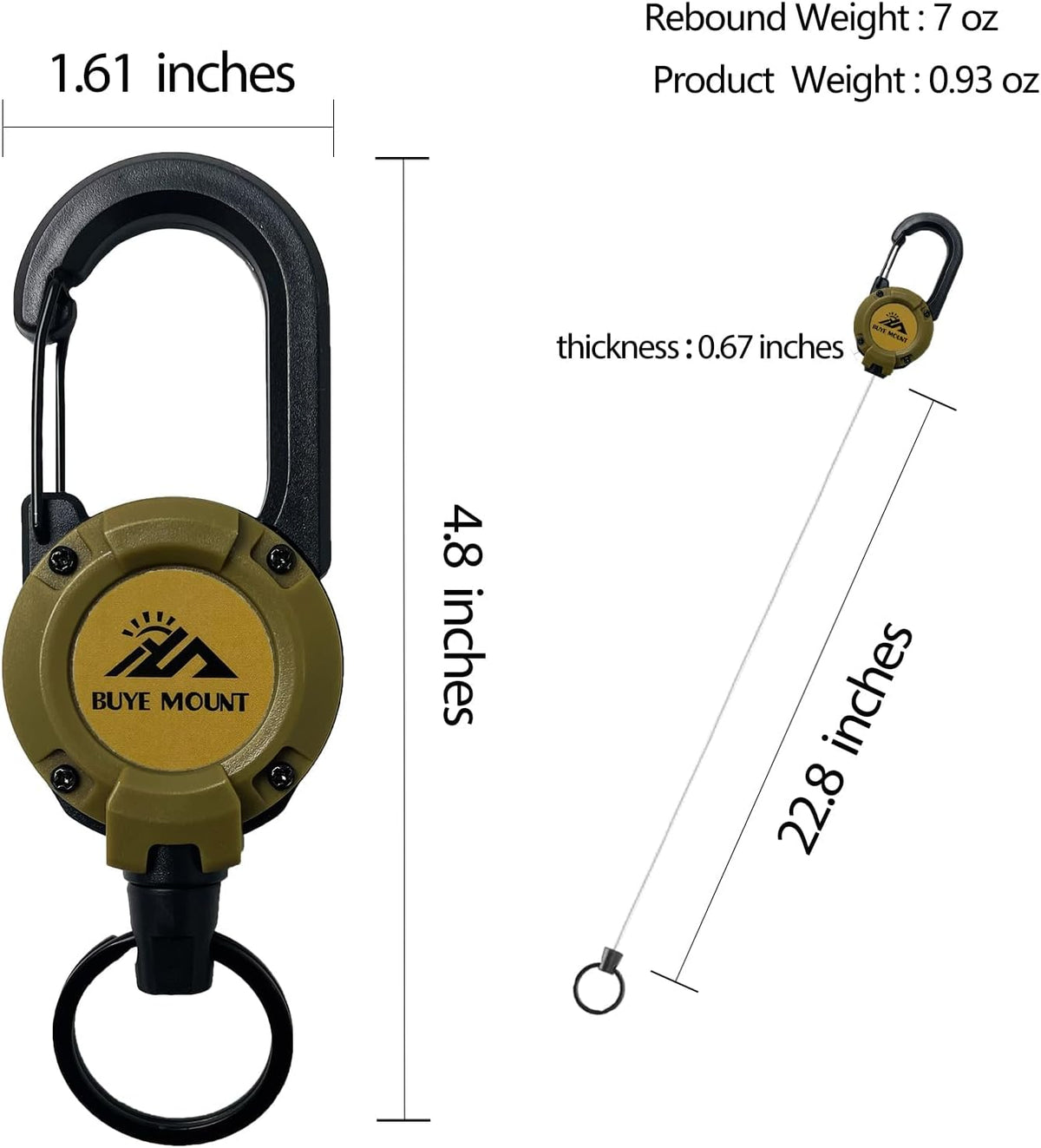 Yojaro Retractable Keychain Heavy Duty 2Pack, Multitool Carabiner Badge Holder, Retractable Keychain Clip Id Holder, Upgraded 58cm Stainless Steel Cord Yellow
