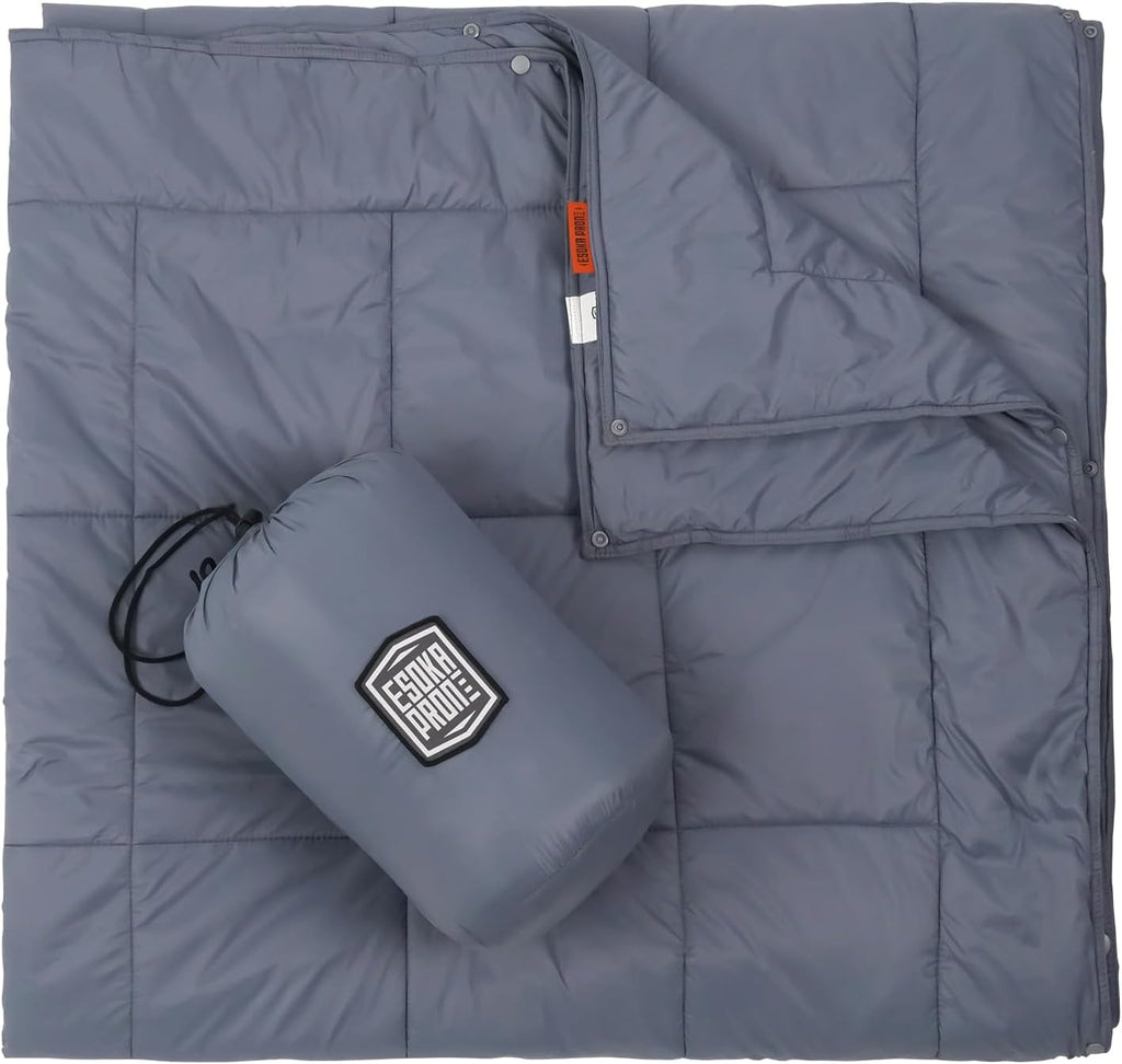 Multifunctional Camping Blanket, Ultralight Wearable Travel Blanket,Indoor Sofa Blanket，Outdoor Portable nap Blanket，Camping Quilt with Snap Buttons for Outdoor Hiking,Camping -Gray