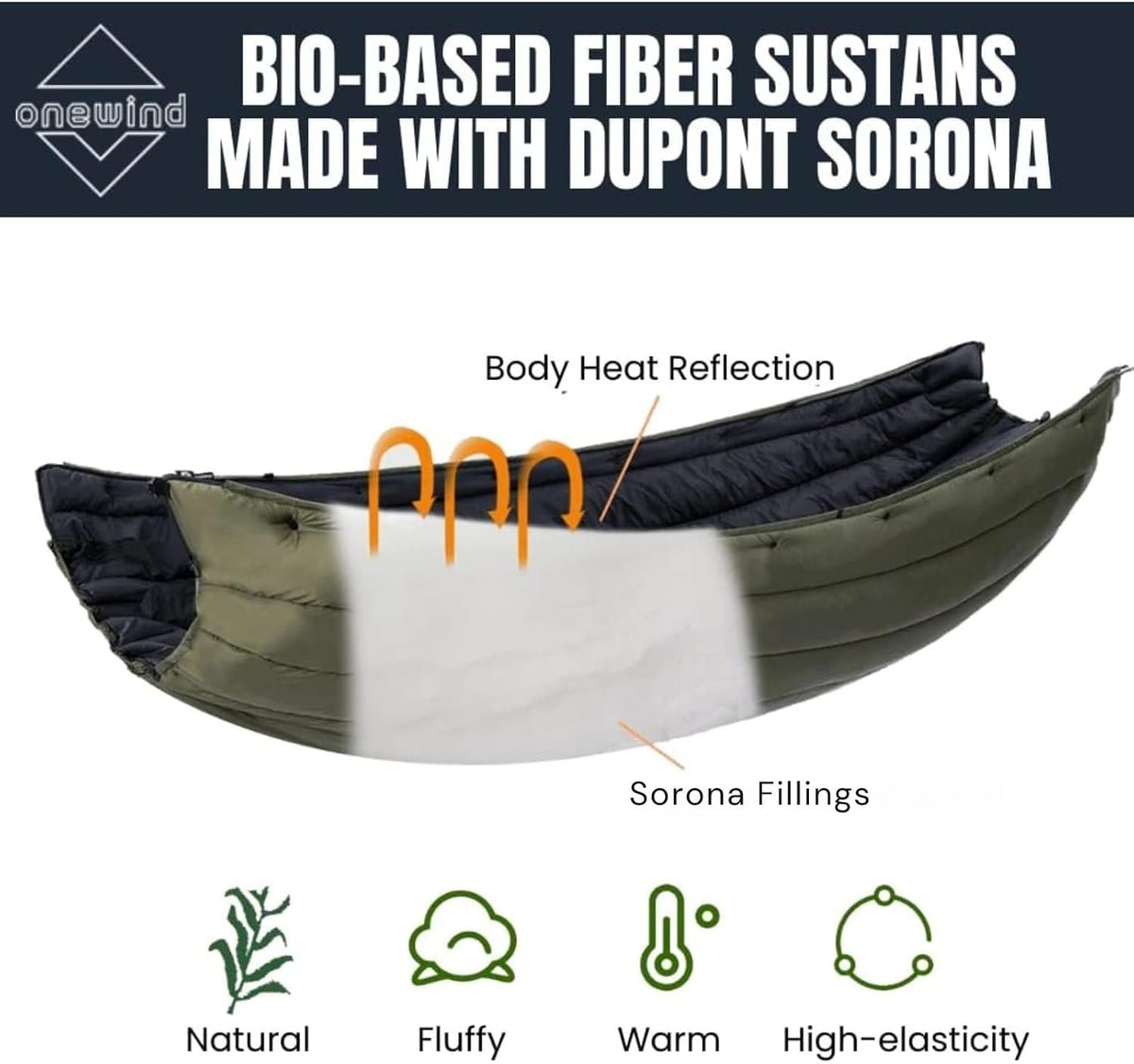 onewind Double Hammock Underquilt Warm Insulation Ultralight 3-4 Season Camping Quilt, Portable for Hiking, Backpacking