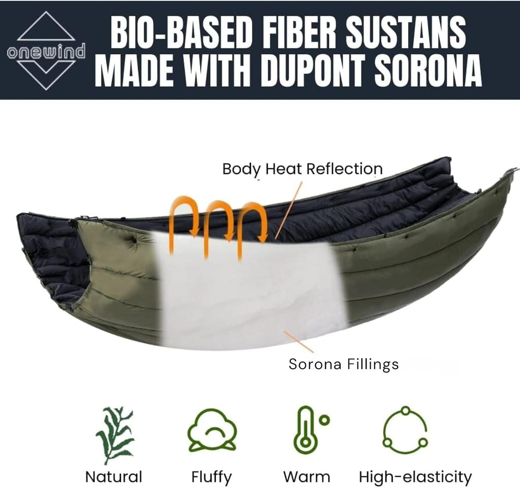 onewind Double Hammock Underquilt Warm Insulation Ultralight 3-4 Season Camping Quilt, Portable for Hiking, Backpacking