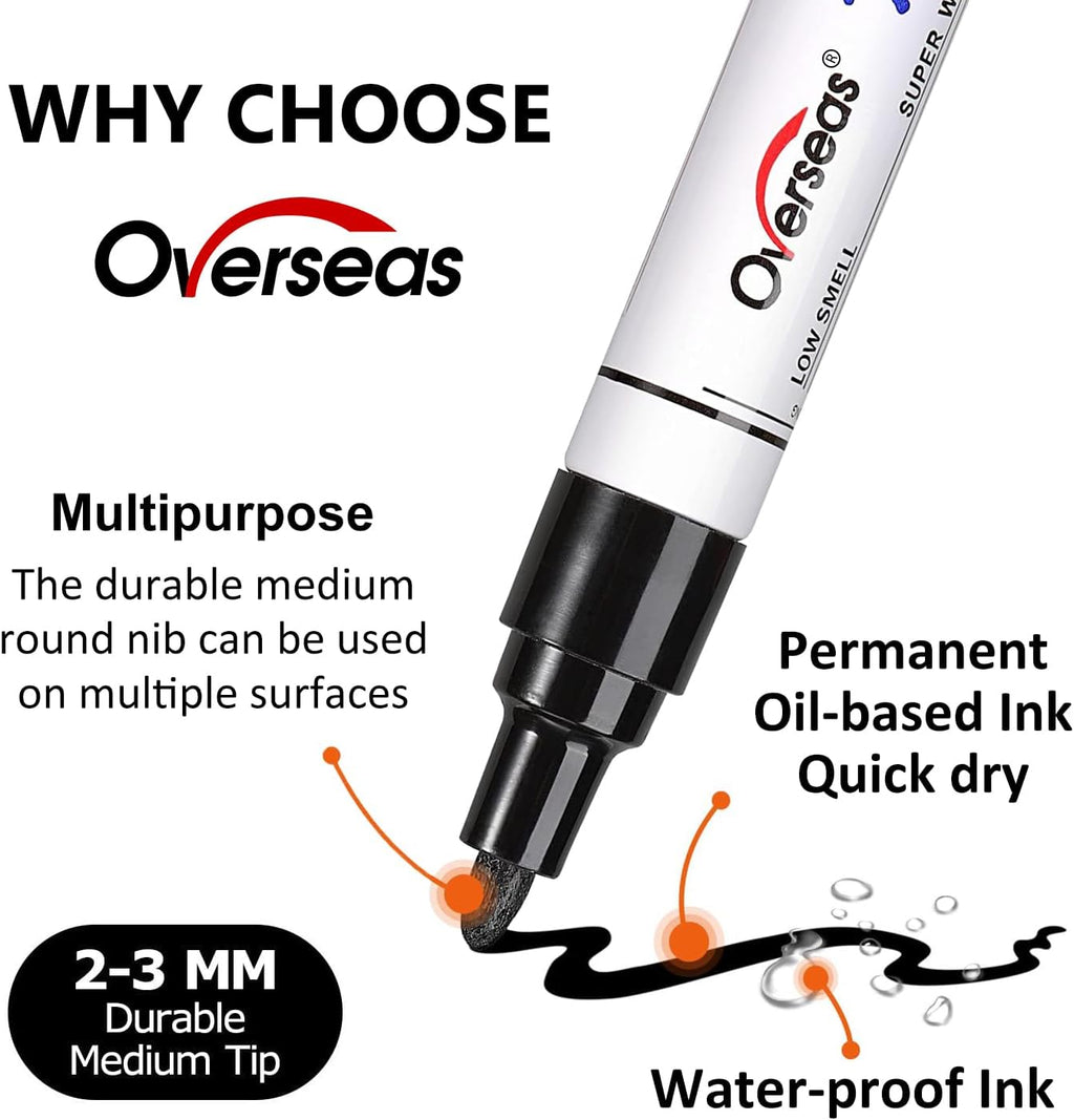 Overseas 48 Silver Paint Pens Permanent Markers, Oil Based Paint Markers