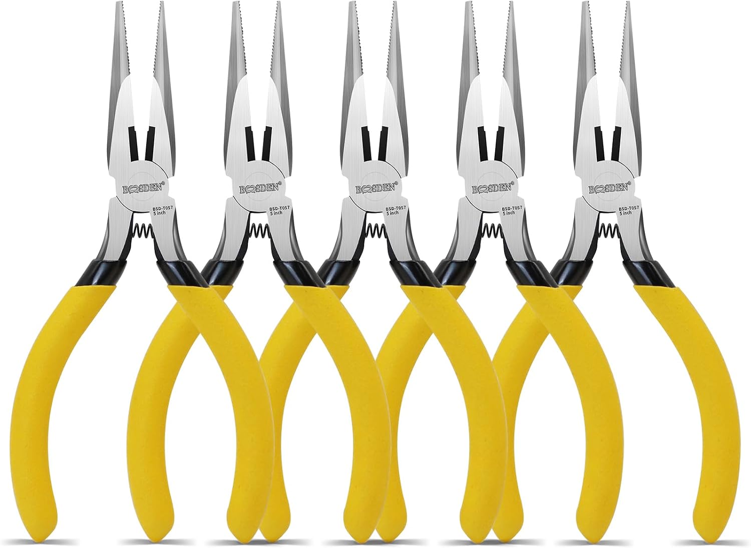 BOOSDEN 5 Inch Small Needle Nose Pliers Set, 5 Pack Jewelry Pliers