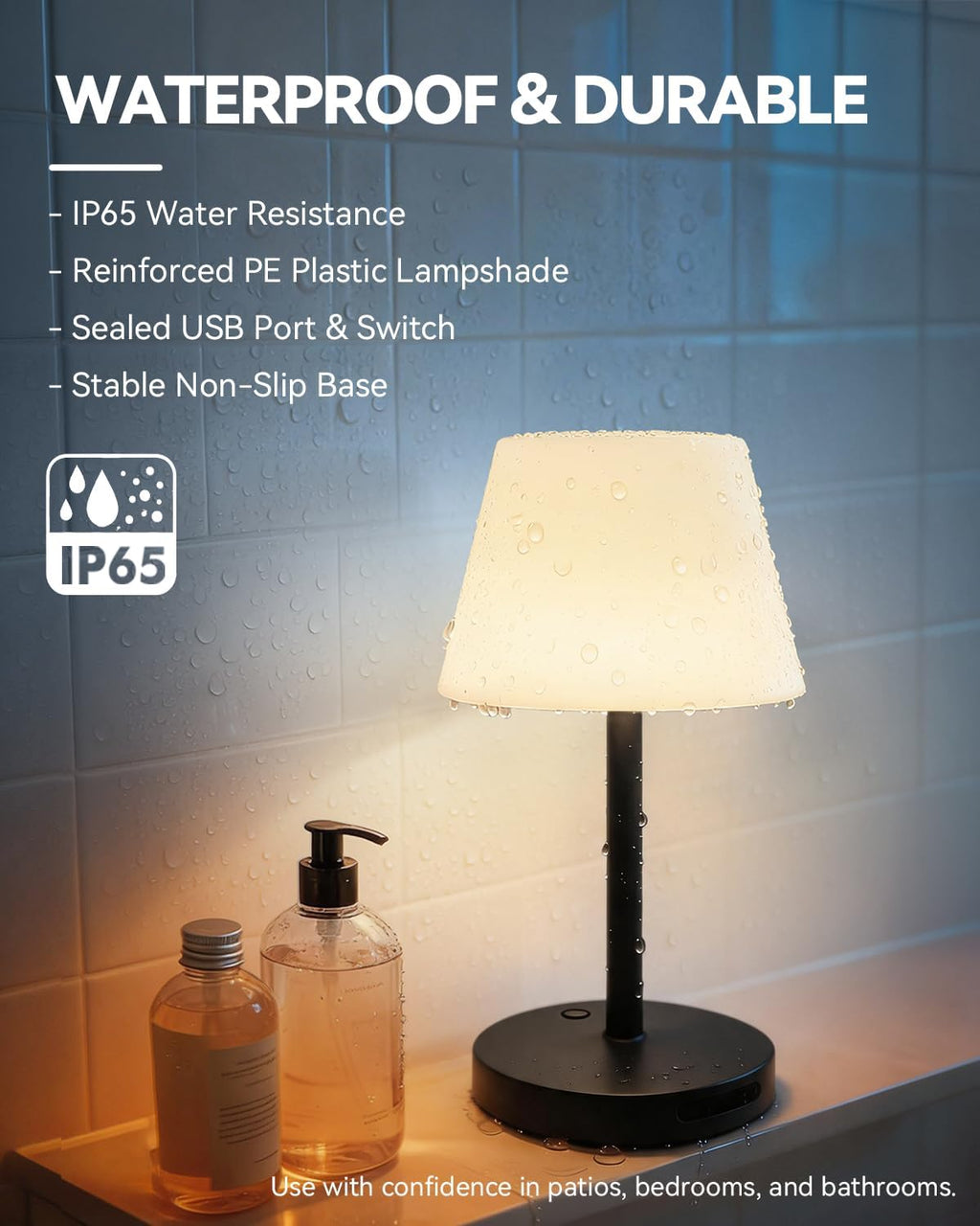 SAIWEYA Outdoor Waterproof Shower Lamp, 5200mAh Rechargeable Bathroom Lamp