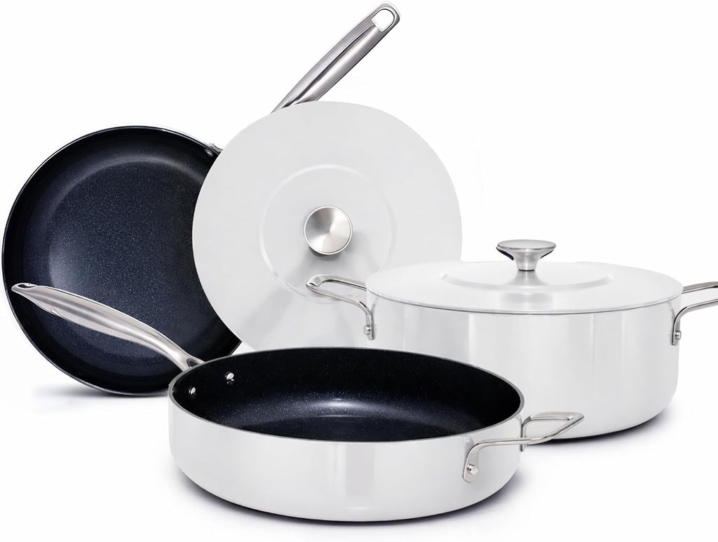 Nuwave Essential Series 5PC Ceramic Cookware Set PFAS-Free, Dishwasher Safe
