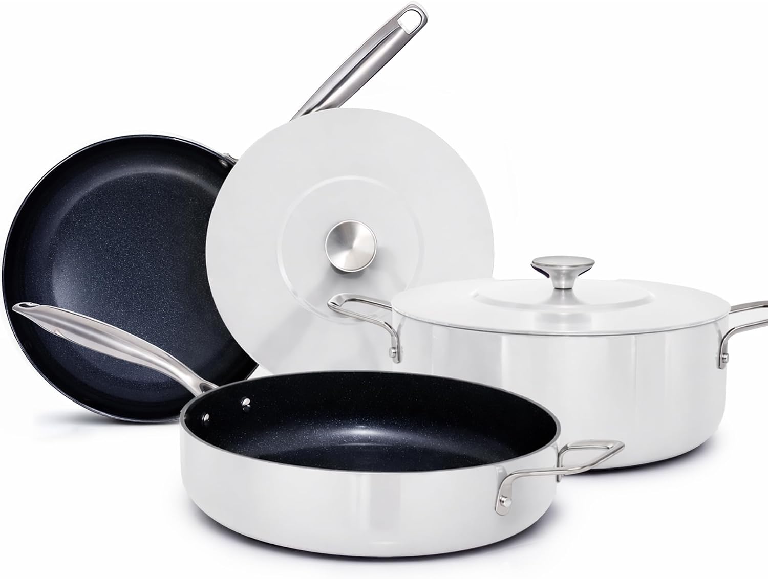 Nuwave Essential Series 5PC Ceramic Cookware Set PFAS-Free, Dishwasher Safe