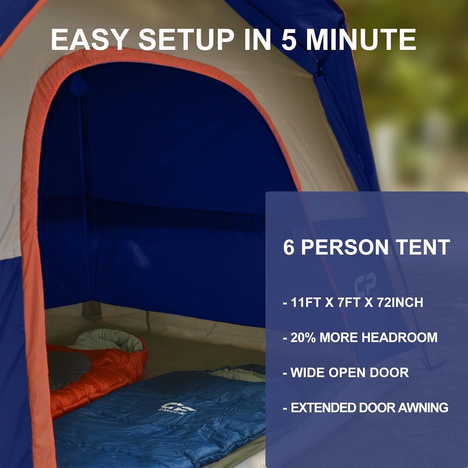 CAMPROS CP Tents for Camping 2/4/6 Person, Waterproof Windproof Dome Tent