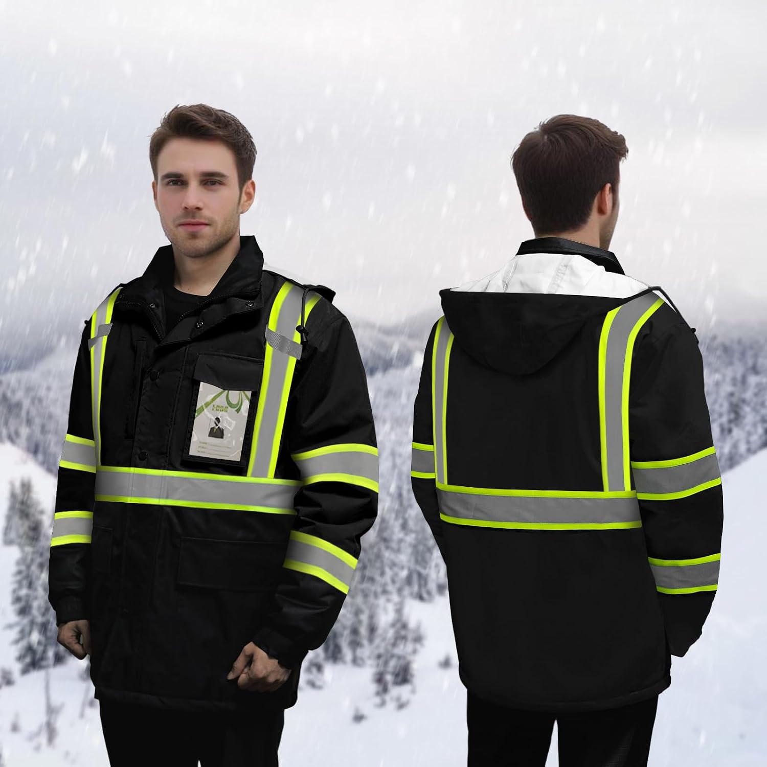 High Visibility Safety Jackets, Construction Coats, Black BF, 3XL