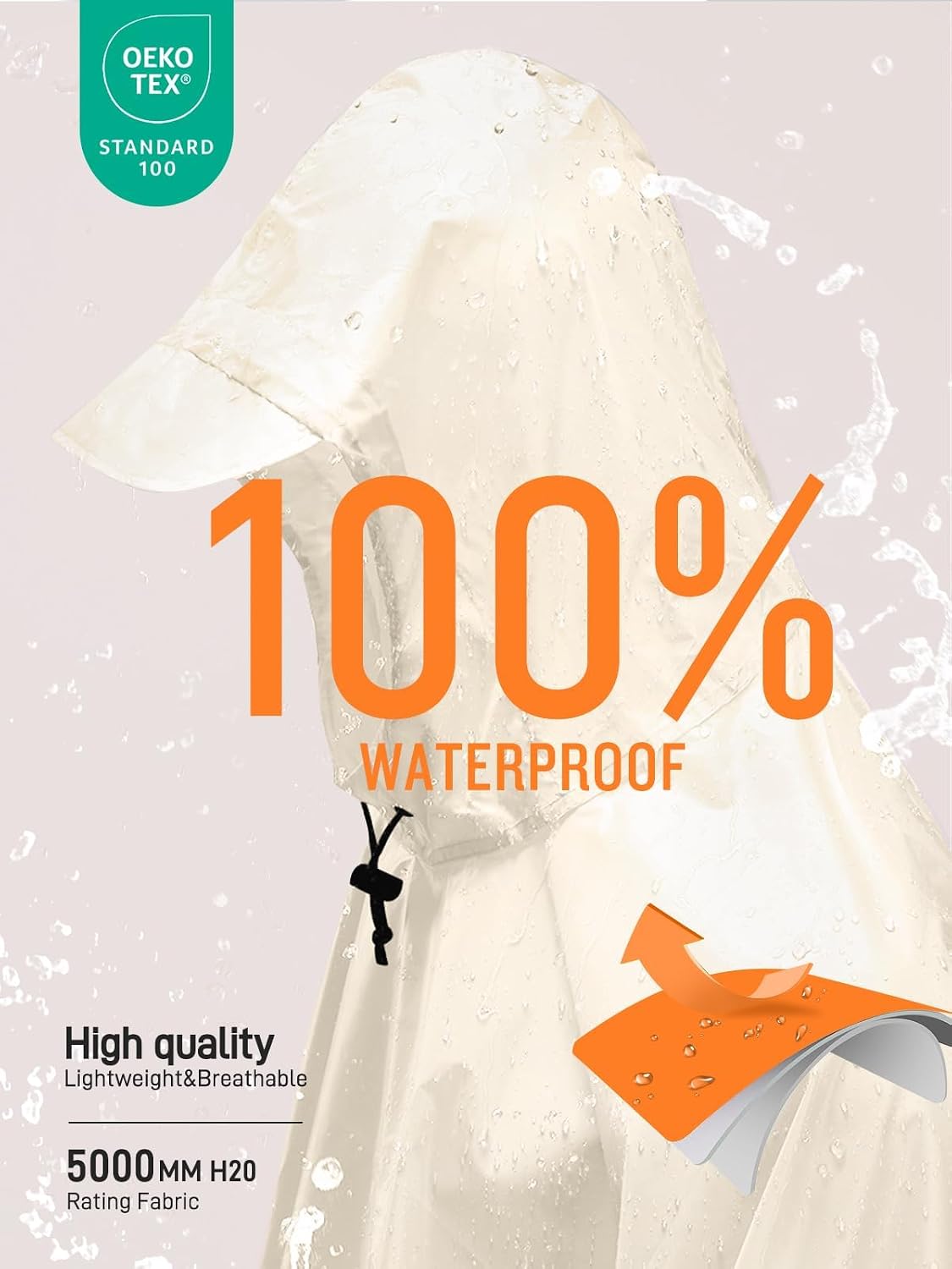 SaphiRose Hooded Rain Poncho Waterproof Raincoat Jacket for Men Women Adults