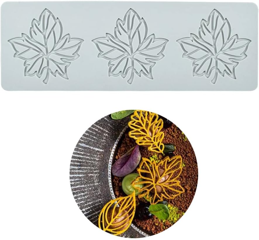 Hollow Leaf Silicone Molds Lover Heart Chocolate Molds Geometry 3D Silicone Mould Chocolate Candy Leaf Mold Sugar Craft Cake Decoration Cupcake Top (T_Leaf_10.8 * 3.76 * 0.12inch)