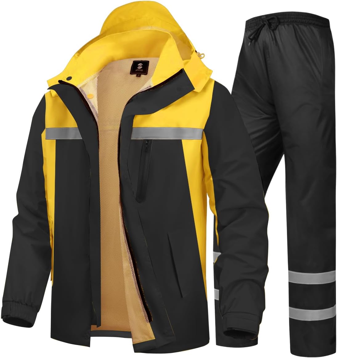 Men's Rain Suit High Visibility Reflective Work Rain Jacket Pants for All Sport Farm Fishing Motorcycle