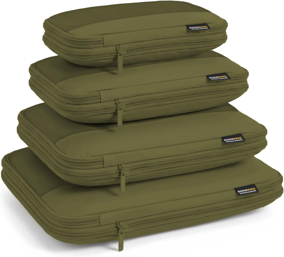 4 Piece Compression Packing Cubes for 3–7 Day Travel, Space Saving Travel Organizers with Breathable Mesh, Double-Zipper Packing Cubes for Carry-On & Suitcases (Brown)