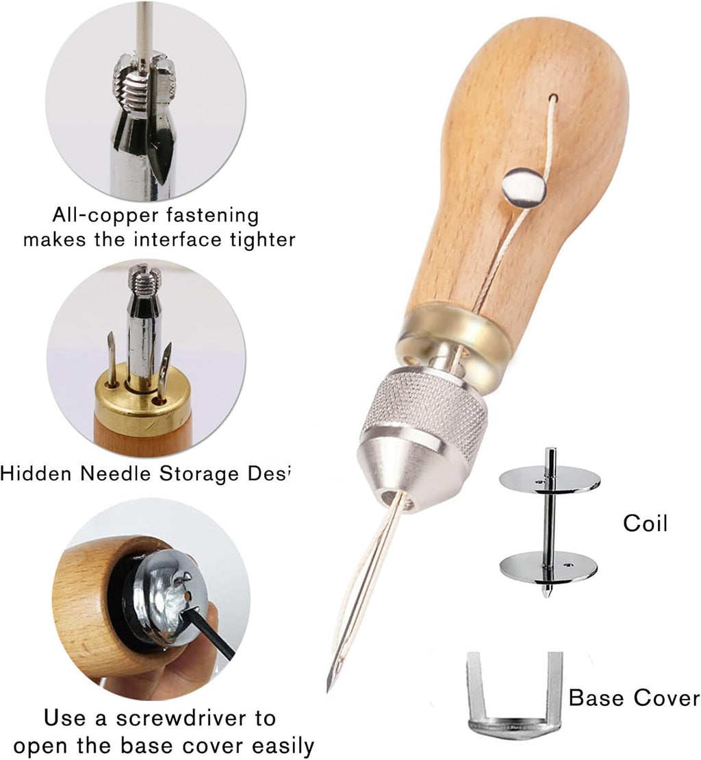 GTAAOY Sewing Awl Kit, Portable Awl Tool Stitching