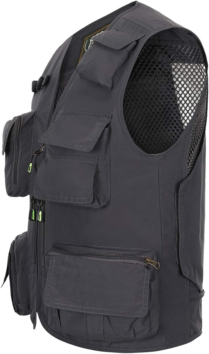 Hbufnha Outdoor Fishing Hunting Vest Multi Pockets Work Cargo Jacket