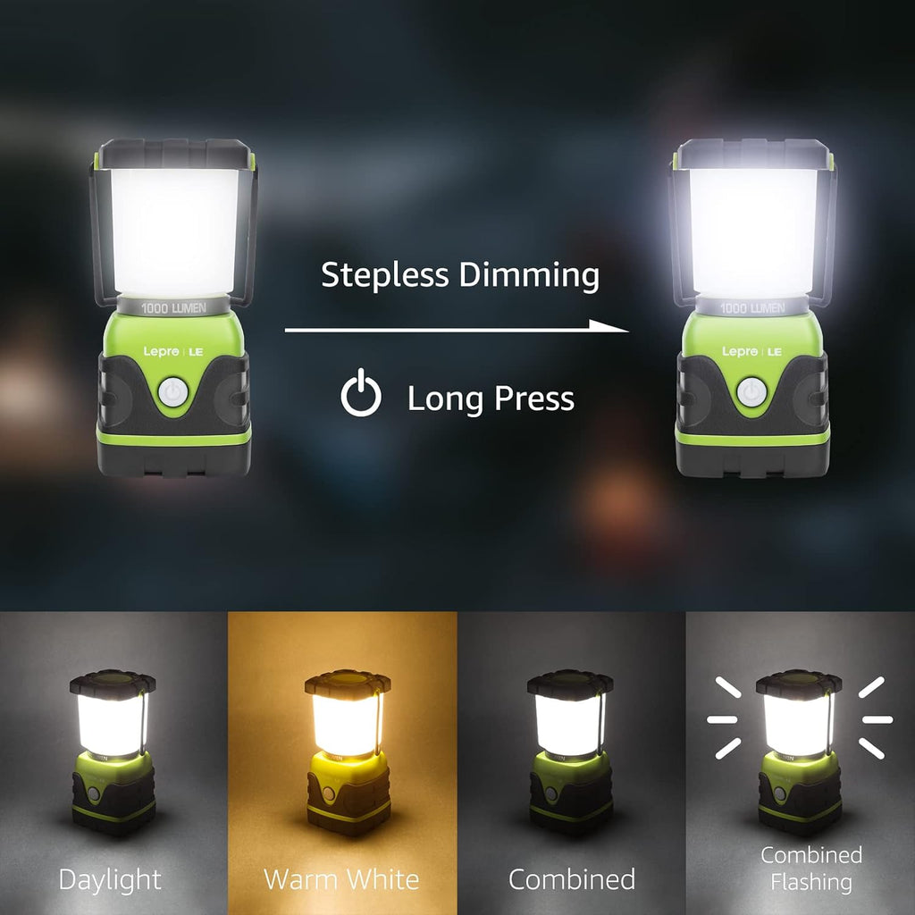 Lepro 1000LM Battery Powered LED Camping Lantern with 4 Light Modes, Green