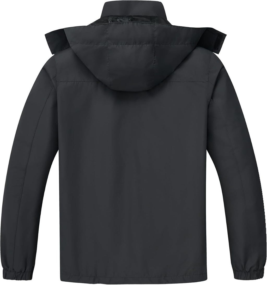 ELLSWOS Men's Lightweight Waterproof Rain Jacket with Detachable Hood