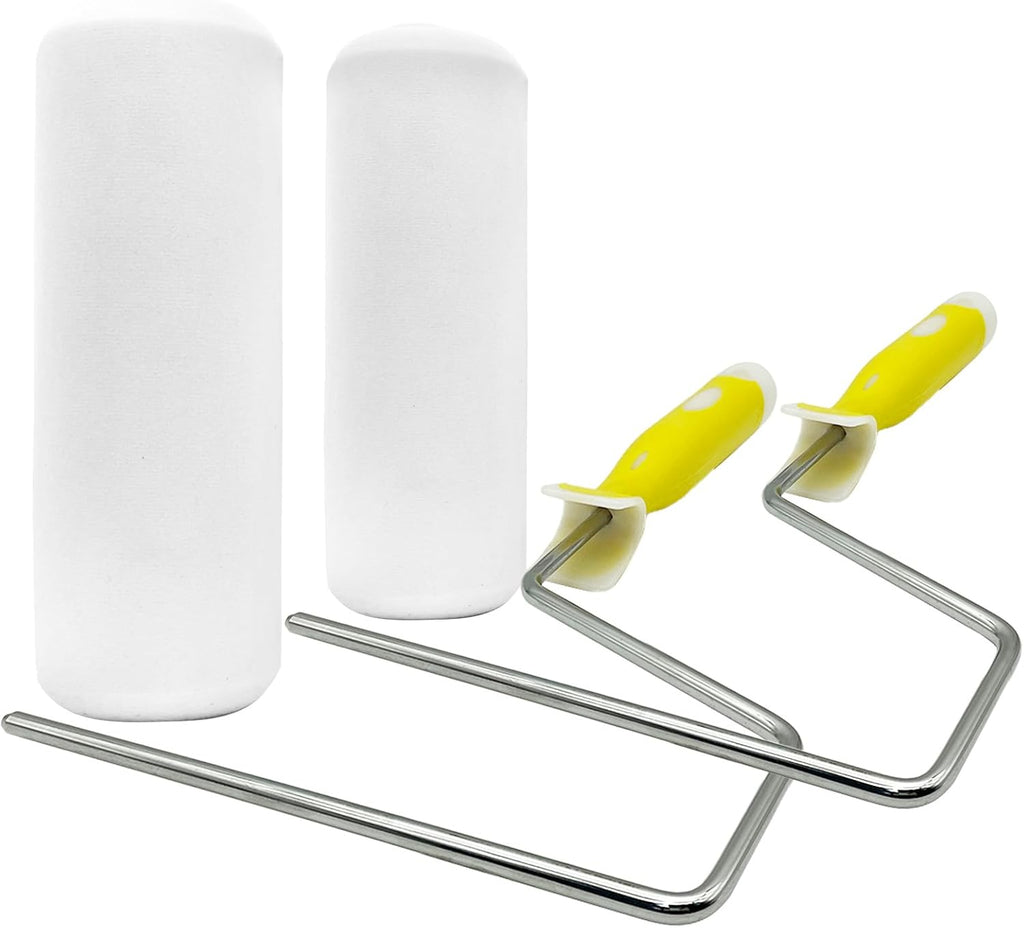 2 Pack Foam Paint Roller Covers, 9 Inch Paint Rollers with 2 Frame