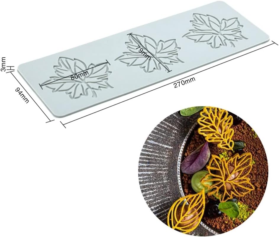 Hollow Leaf Silicone Molds Lover Heart Chocolate Molds Geometry 3D Silicone Mould Chocolate Candy Leaf Mold Sugar Craft Cake Decoration Cupcake Top (T_Leaf_10.8 * 3.76 * 0.12inch)