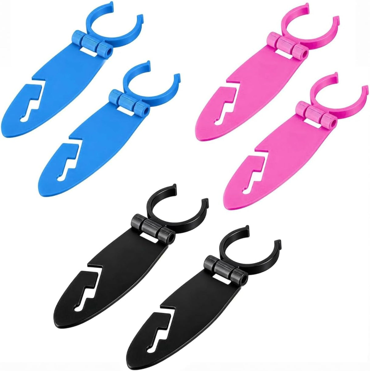 6-Pack Kayak Paddle Board Clips, Easy-Install Secure Paddle Clips for Kayaks and Stand Up Paddle Boards, Durable Water Sports Accessories (Blue+Pink+Black)