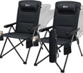 Portal Reclining Camping Chair with Adjustable Back 2 Packs, Black
