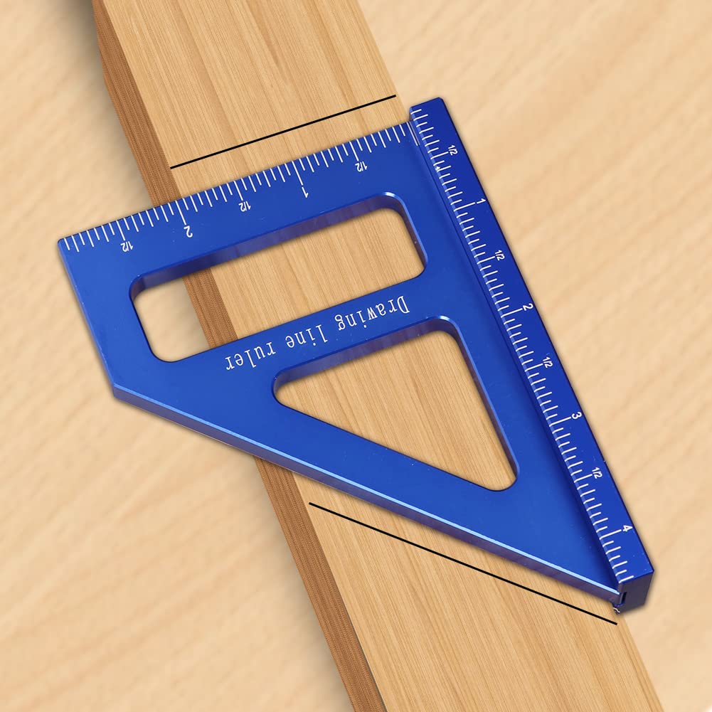 Imperial 3D Multi-Angle Measuring Ruler,45/90 Degree Aluminum Alloy Woodworking Square Protractor, Miter Triangle Ruler High Precision Layout Measuring Tool for Engineer Carpenter,003B