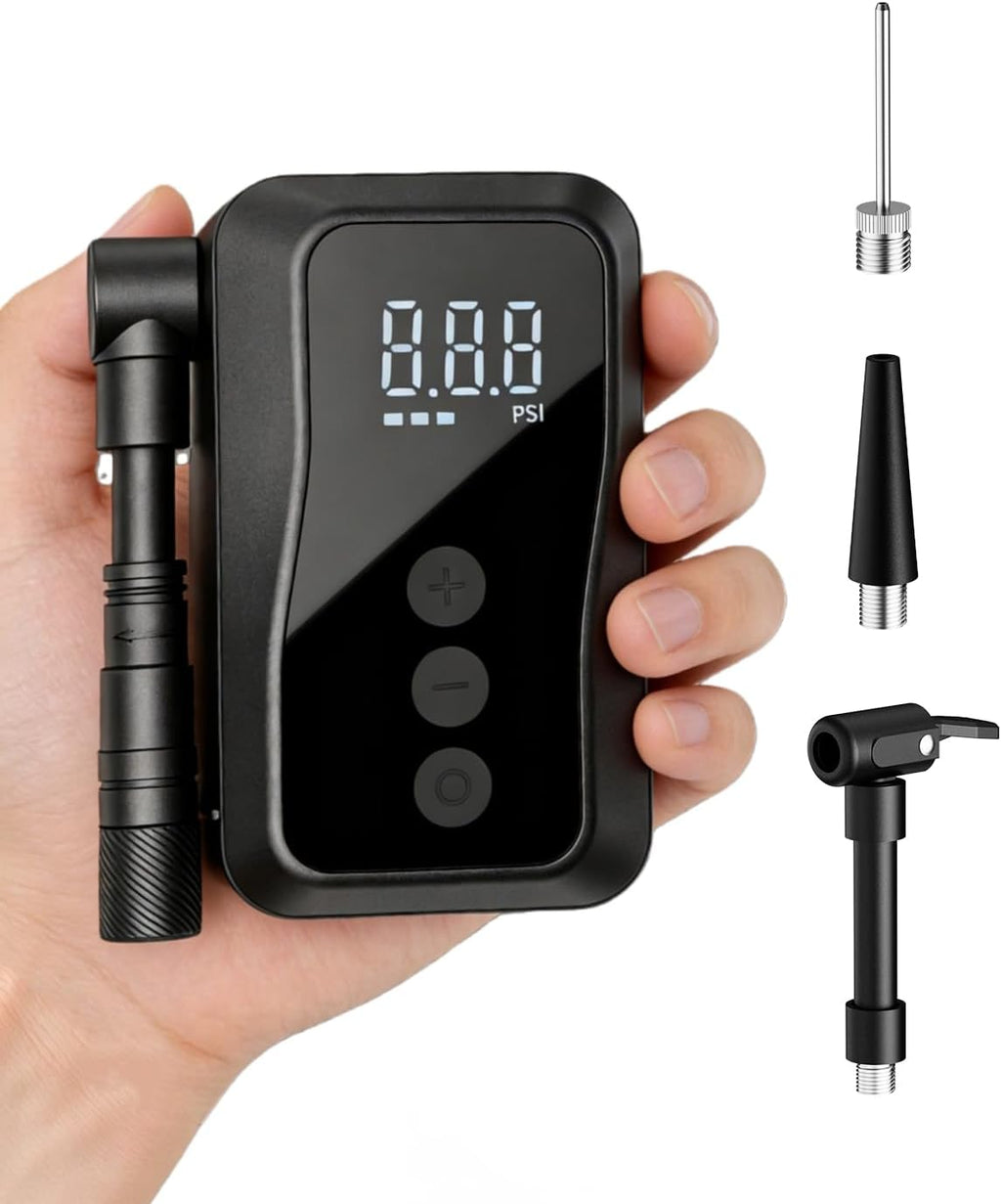 MEGAWHEELS Mini Bike Pump with Gauge, 120/150PSI Bike Tire Inflator with Presta & Schrader Valve, Portable Electric Air Pump Auto Stop, Fast Inflation for E-Bike, Mountain Bike, Scooter, Balls