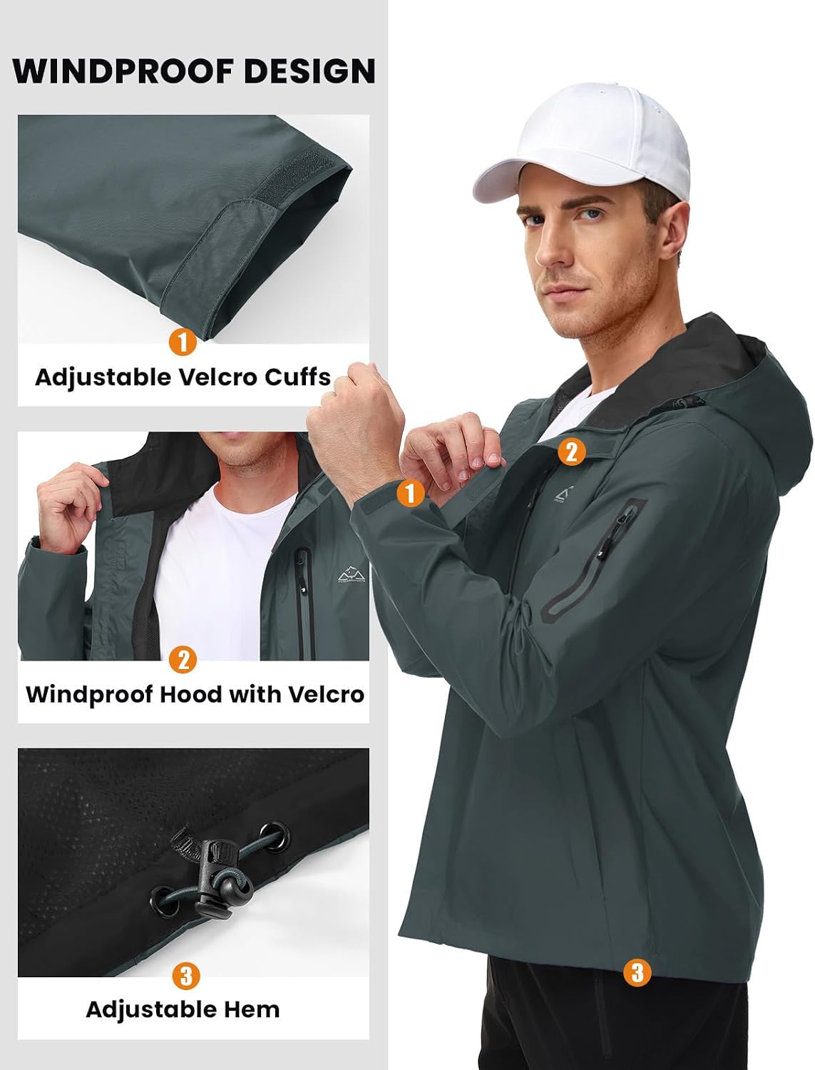TBMPOY Men's Lightweight Rain Jackets Waterproof Raincoat with Hood