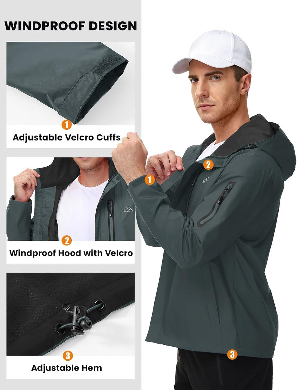 TBMPOY Men's Lightweight Rain Jackets Waterproof Raincoat with Hood
