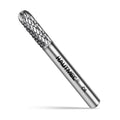 HAUTMEC Tungsten Carbide Rotary Burr Bit YG6, 1/4" Shank Double Cut Die Grinder Bit, Low Vibration Precision Rotary File for Metal Grinding, Engraving & Deburring (6MM Cylindrical Ball End), HT0198