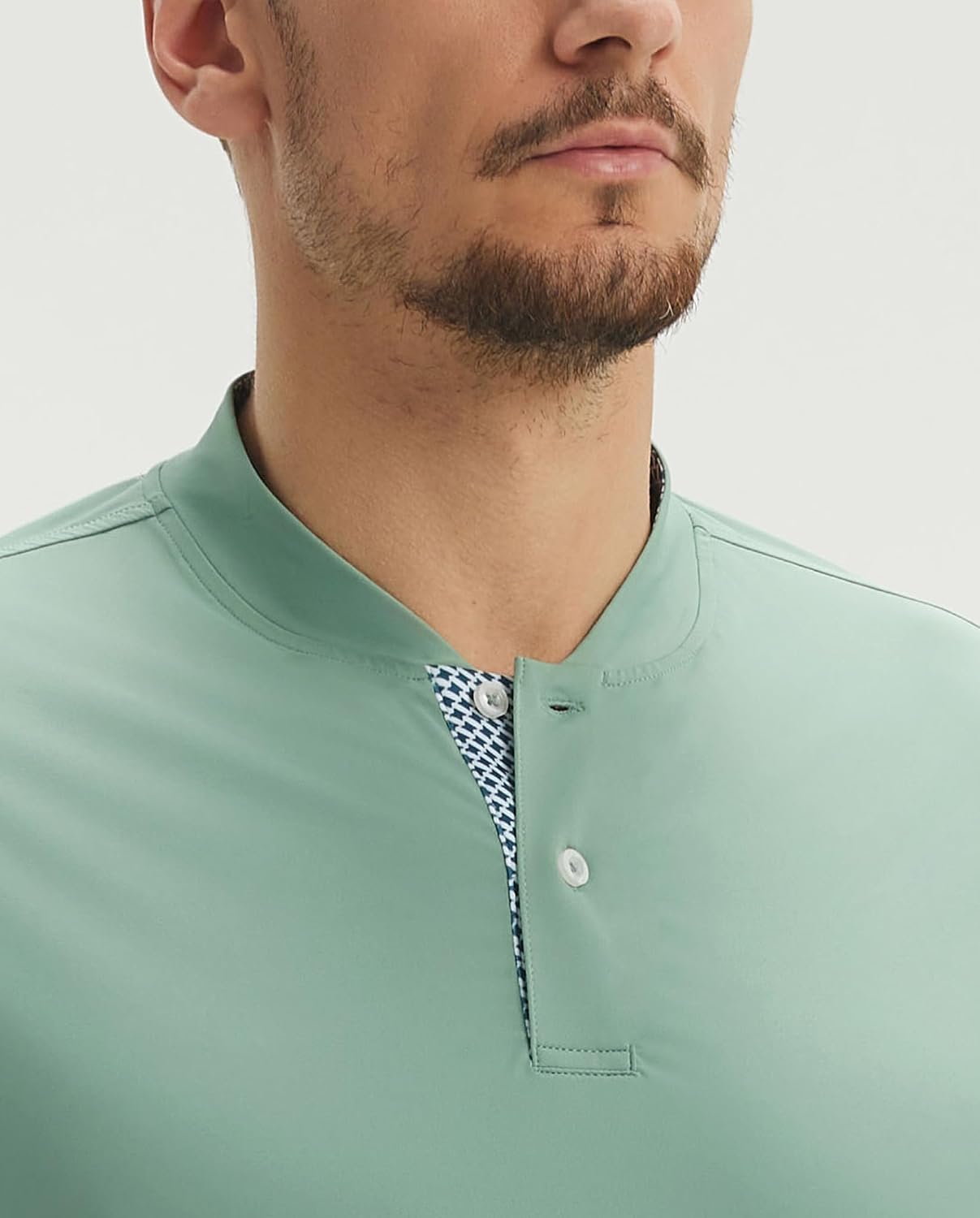 M MAELREG Mens Golf Shirts Collarless Performance Dry Fit Moisture Wicking Casual Solid Short Sleeve Henley Shirts for Men