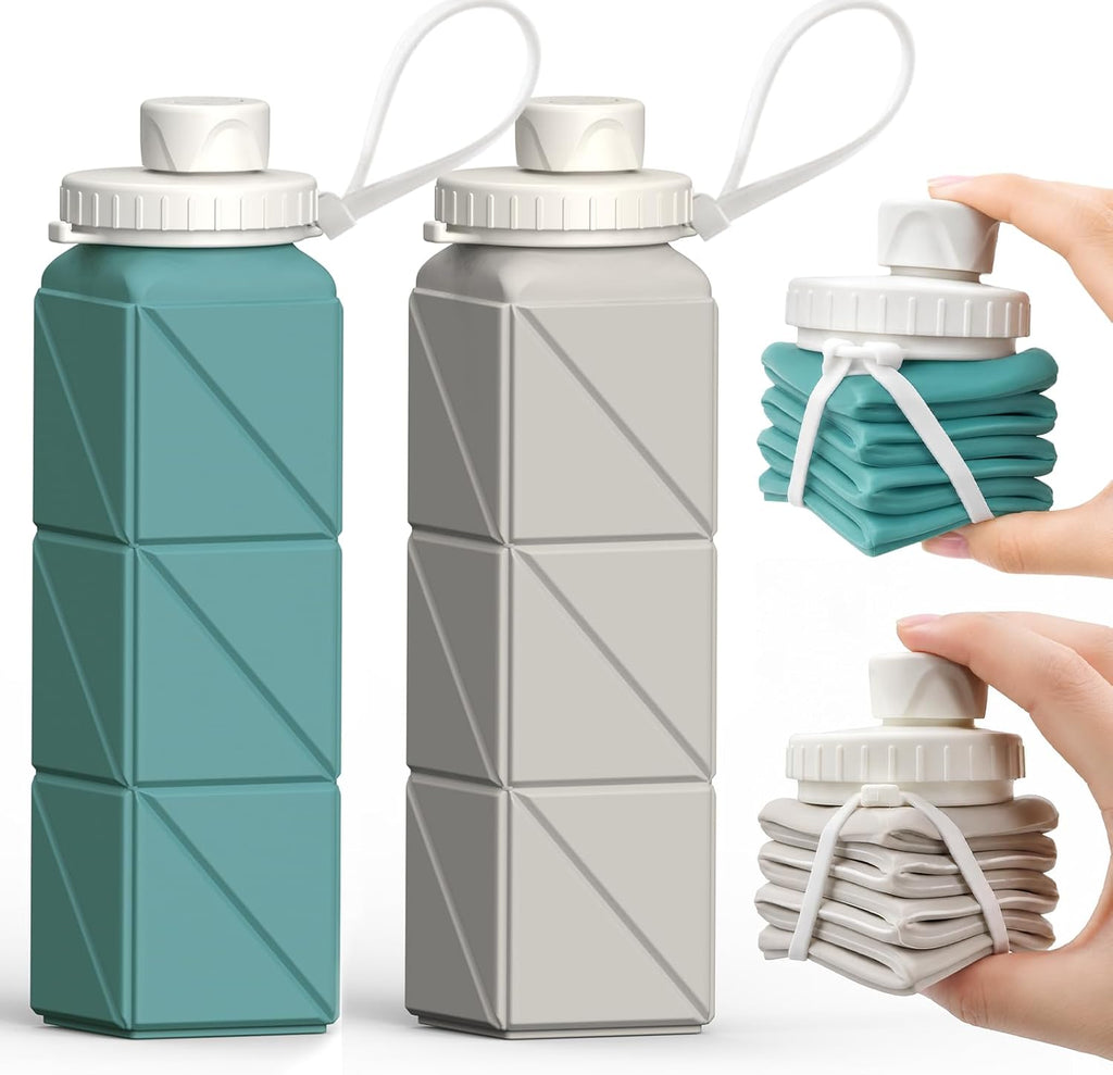 BEAUTAIL Collapsible Water Bottles 21oz/610mL, Silicone Travel Water Bottle