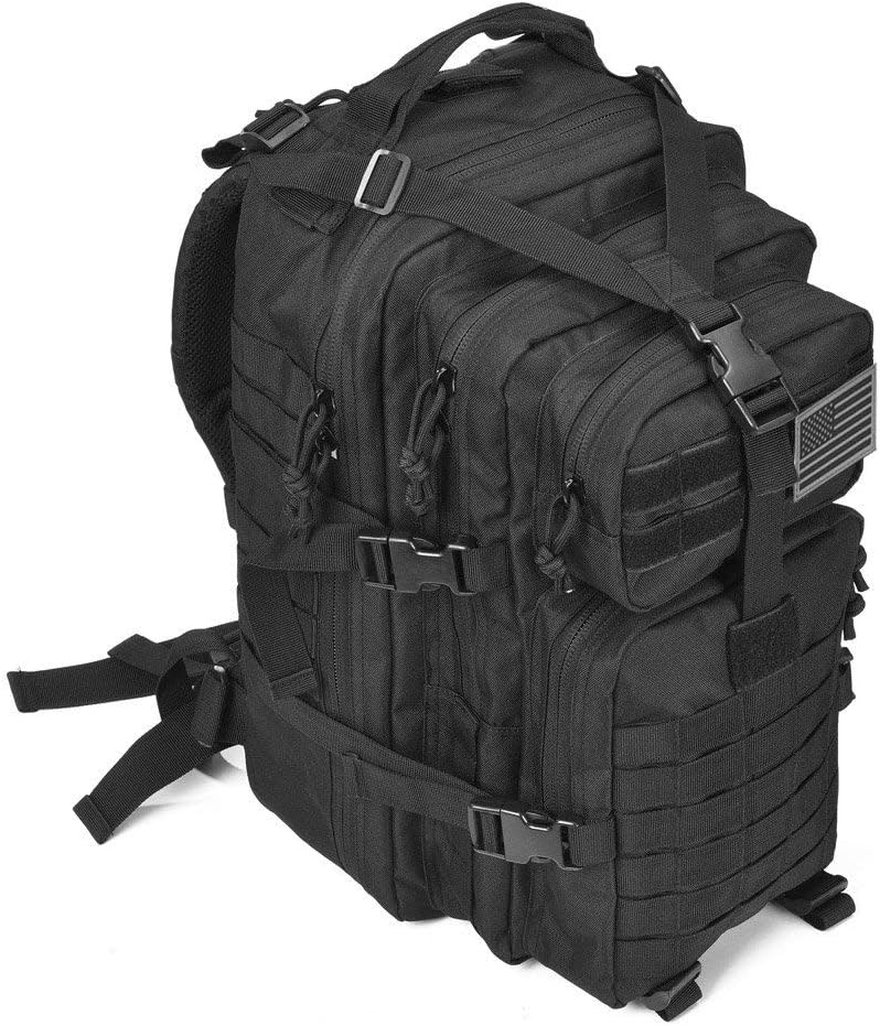REEBOW GEAR 38L Tactical Backpack for Men 3 Day Military Bug Out Bag Black | Large Heavy Duty Backpacks, MOLLE Straps, Survival Sports Rucksack,for Sports Outdoor Workout Trekking Hiking Travel
