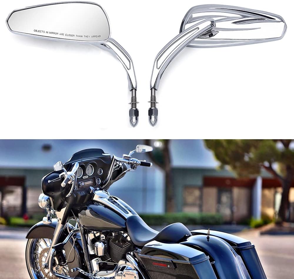 DREAMIZER Sportster Mirrors Compatible with Harley Road King Street Electra Glide Dyna Softail Road Glide Motorcycle Rearview 1982-2026 (Chrome Irregular)