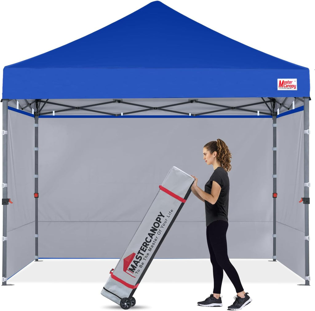 MASTERCANOPY 10x10 Heavy Duty Pop up Canopy Tent with Sidewalls, Blue
