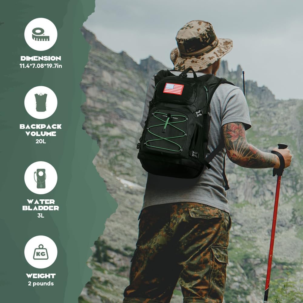 Maelstrom Lightweight Hydration Hiking Backpack with 2L/3L Water Bladder