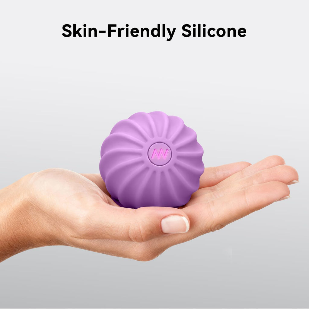 2.4" Mini Electric Vibrating Massage Ball, 10-Speed Fitness Yoga Massage Roller for Palm, Hand, Foot, Leg, Neck, Back, Multi-Directional Massage Ball (Lavender)
