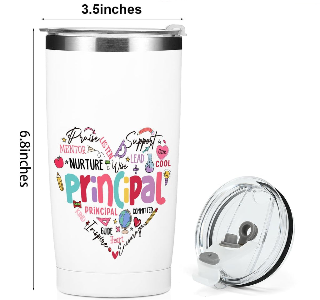 Principal Gifts Principal Appreciation Gifts Tumbler, 20 oz Stainless Steel Coffee Mug，Insulated Cup, Inspirational Birthday Christmas Thank You Office for Women Men Boss Coworker Teacher