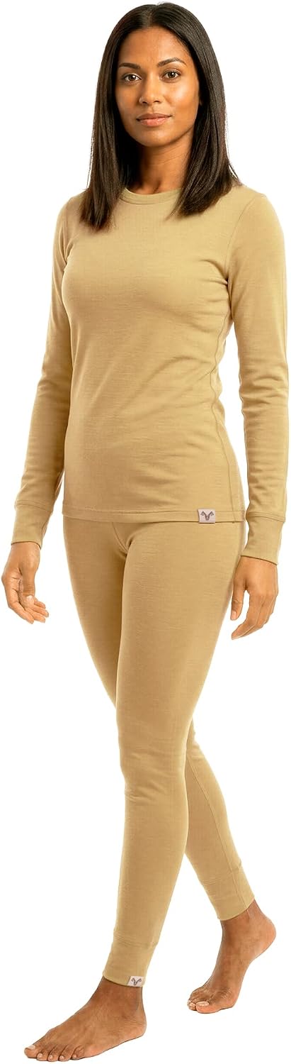 100% Merino Wool Base Layer Set Women - Thermal Underwear Long Johns PJs
