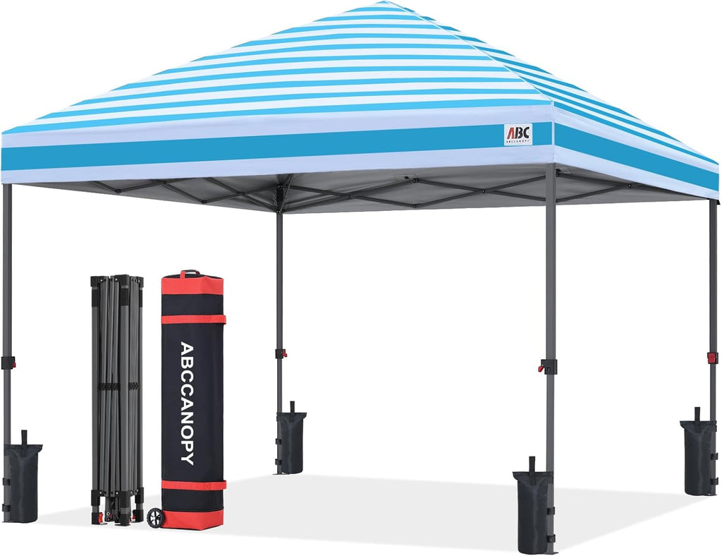 ABCCANOPY 10x10 Pop Up Canopy, Weather Protection Tent, Sky Blue Stripes