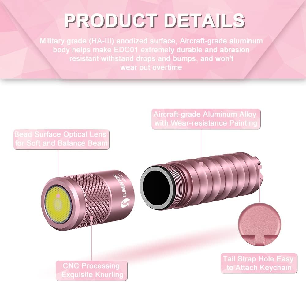 LUMINTOP EDC01 Keychain Flashlight 120 lumens Pocket EDC Flashlights 36 Hours IPX8 Waterproof
