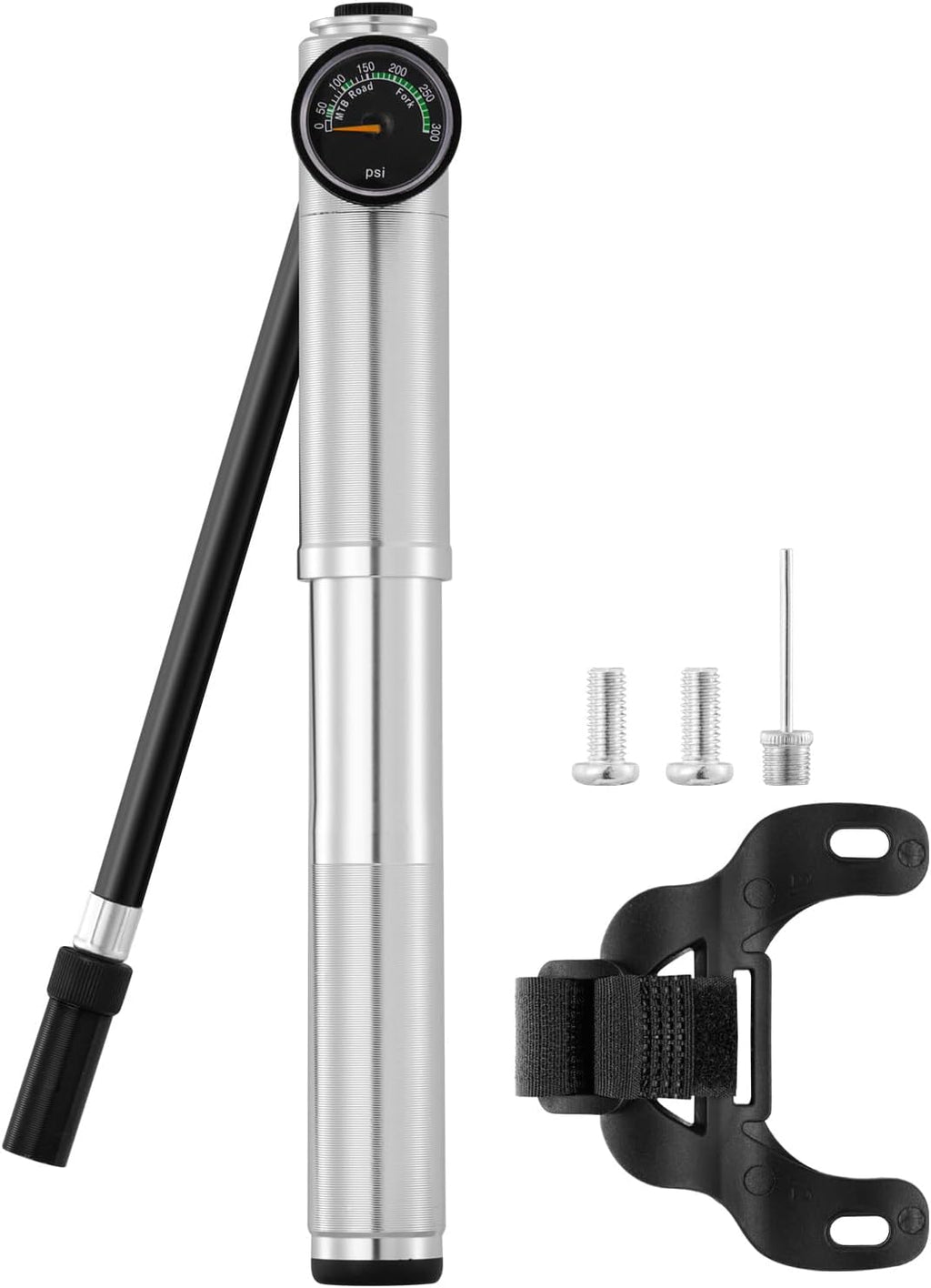 Julai Mini Bike Pump with Gauge, Portable Frame Pump, 300 PSI