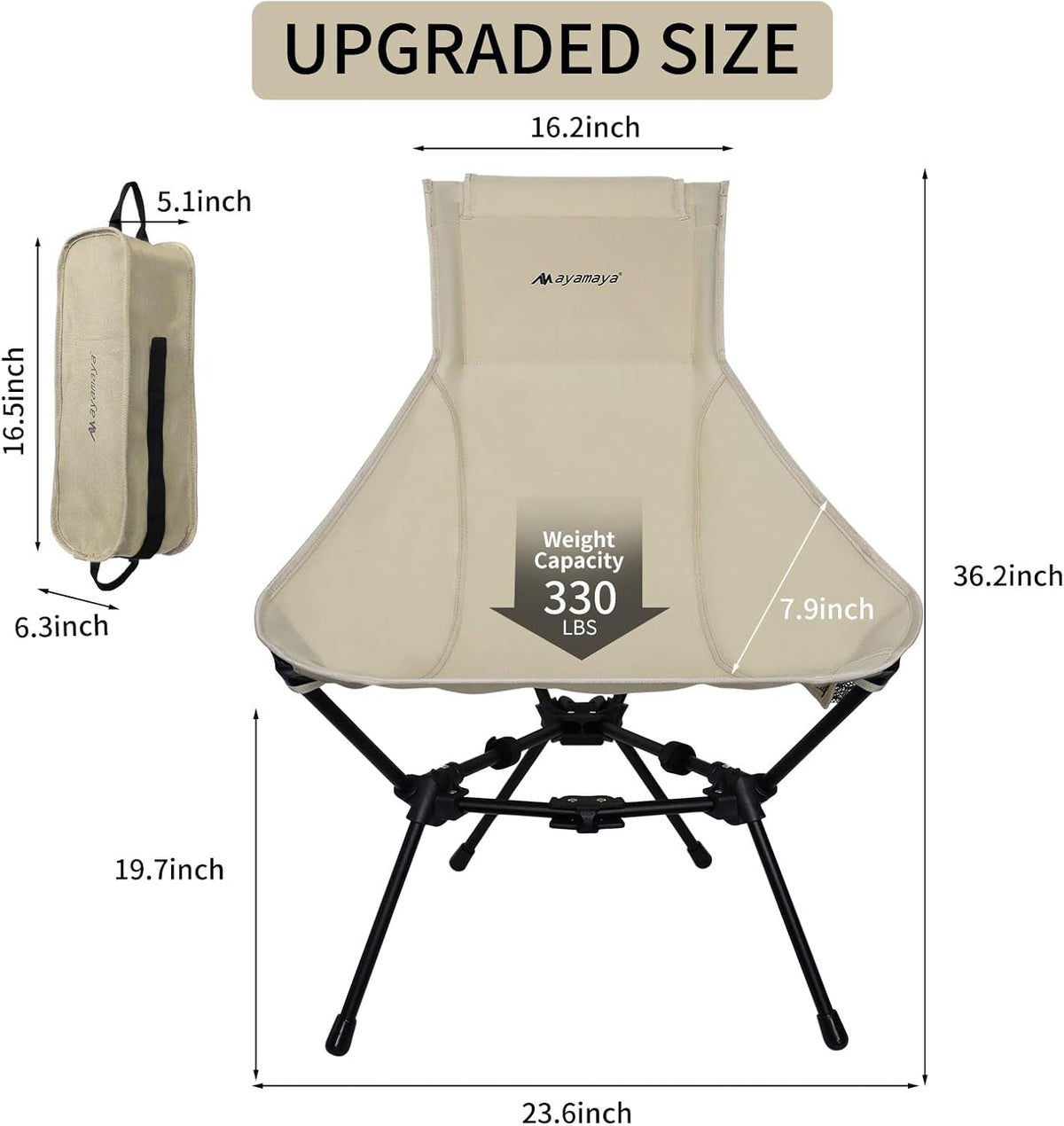 AYAMAYA Ultralight Highback Camping Chair for Camping, Aluminum Widen Frame