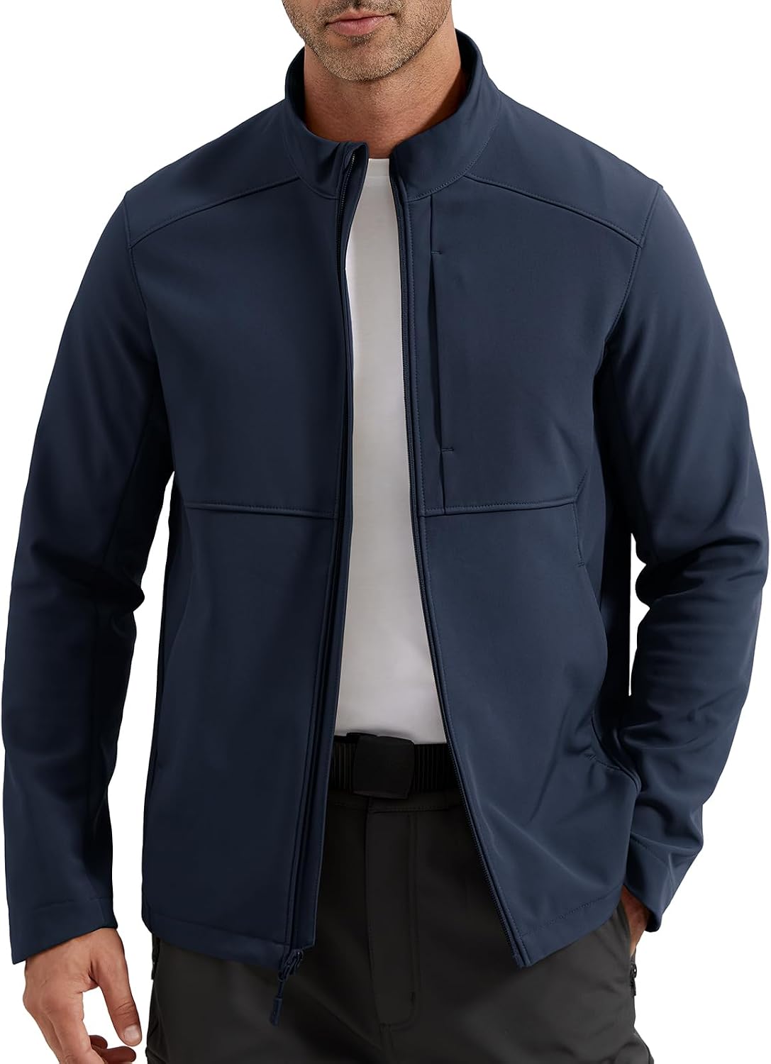 FREE SOLDIER Men's Waterproof Softshell Jacket Lightweight Fleece Lined Jacket Outdoor Hiking Windbreaker